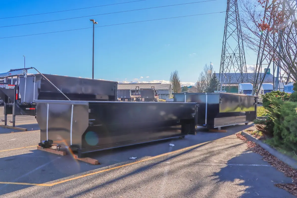 Roll-off dumpster ready for waste disposal at job site for Concrete Dumpster Rental in Layhill